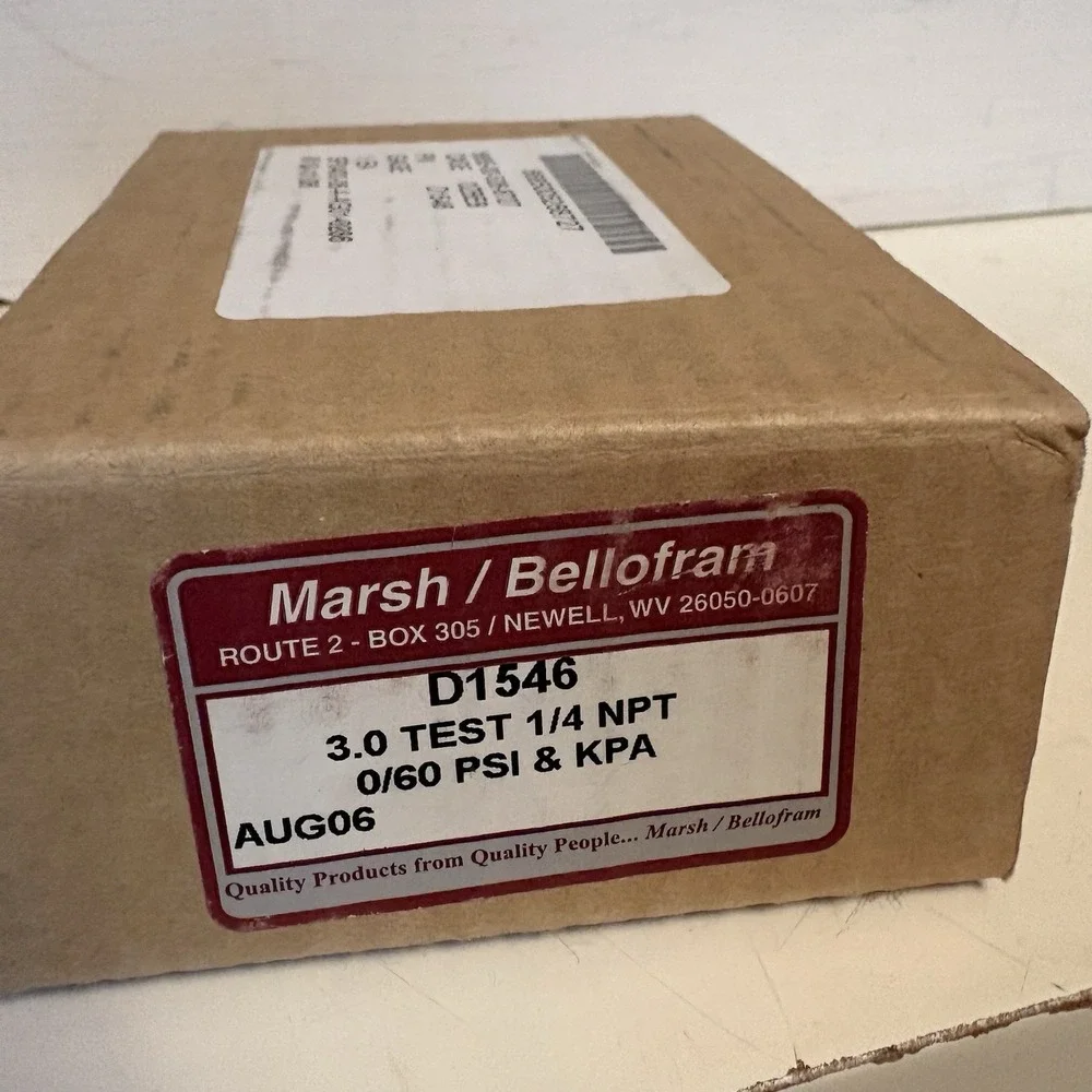NEW MARSH BELLOFRAM, D1546, 0-60 PSI & KPA - 3.0 Test 1/4 NPT